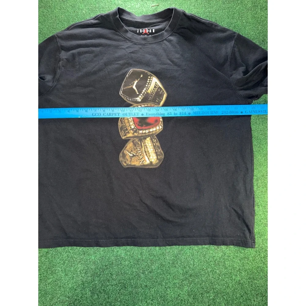 Jordan Mens Black Championship Rings Graphic T-Shirt XL Jumpman Basketball Tee